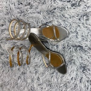 Baker Wrap Around Ankle Open Toe Heels, Used, Good Condition